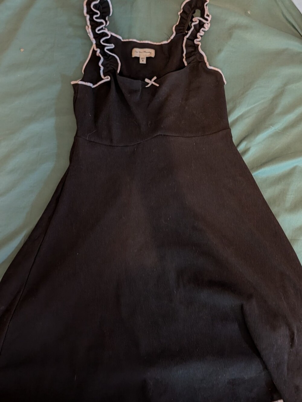 Black Ruffle-Trim Mini Dress "See You Monday" Brand - Picture 3 of 3